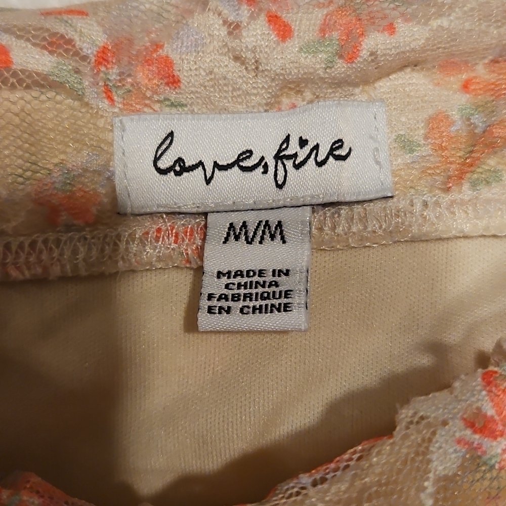 Love, Fire Peach Floral Lace Maxi Skirt Size M Romantic Cottagecore - Picture 3 of 5